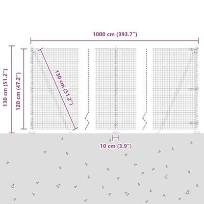 VidaXL Afrasteringspaal grijs 10 x 1,2 m (25 x 25 mm gaas)
