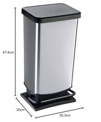 Rotho paso pedaalemmer 40l zilver metallic