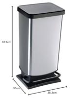 Rotho paso pedaalemmer 40l zilver metallic - thumbnail