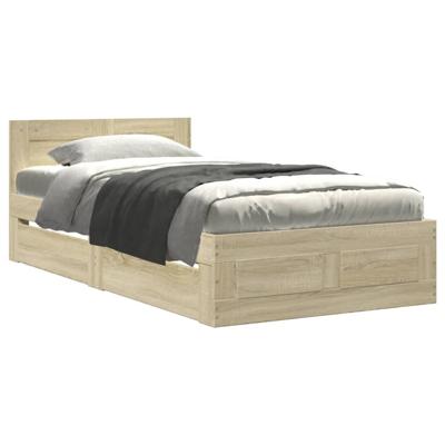 Bedframe met hoofdeinde bewerkt hout sonoma eiken 90x190 cm - thumbnail