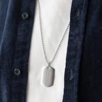 Ketting dog tag hanger met tekst - zilver - thumbnail
