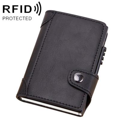 X-51 Automatically Pop-up Card Type Anti-magnetic RFID Anti-theft PU Leather Wallet with Card Slots(Black)