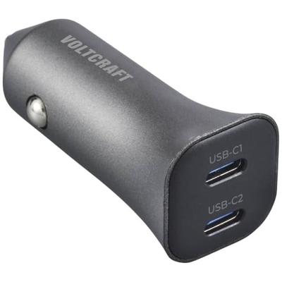 VOLTCRAFT CPS-40W/ 2 VC-RA401 USB-oplader 40 W 2x USB-C USB PD 3.0 Zilver-zwart Auto VOLTCRAFT CPS-40W/ 2 VC-RA401 USB-oplader 40 W 2x USB-C USB PD 3.0 Zilver-zwart Auto