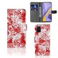 Telefoonhoesje met Naam Samsung Galaxy A51 Angel Skull Rood - thumbnail