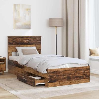 Bedframe met hoofdeinde Oudhout 100 x 200 cm Bewerkt hout