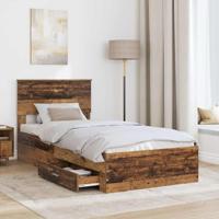 Bedframe met hoofdeinde Oudhout 90 x 190 cm Bewerkt hout - thumbnail