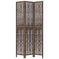 Kamerscherm met 3 panelen massief paulowniahout donkerbruin - thumbnail