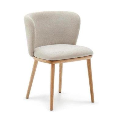 Kave Home Ciselia eetkamerstoel chenille Beige poot hout Kave Home Ciselia eetkamerstoel chenille Beige poot hout