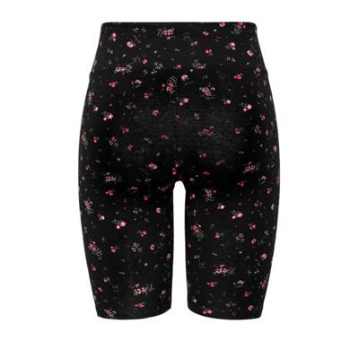 ONLY gebloemde cycling short ONLTHEA zwart/roze