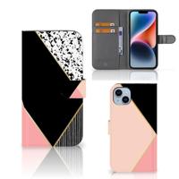 iPhone 15 Plus | Book Case | Zwart Roze Vormen - thumbnail