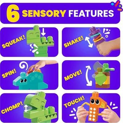 Mega Bloks squeak n chomps dino's bouwset, 24dlg.