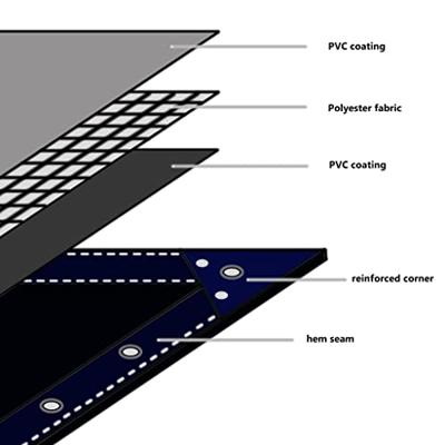 Dekzeil 650 g/m² 6x8 m grijs - thumbnail