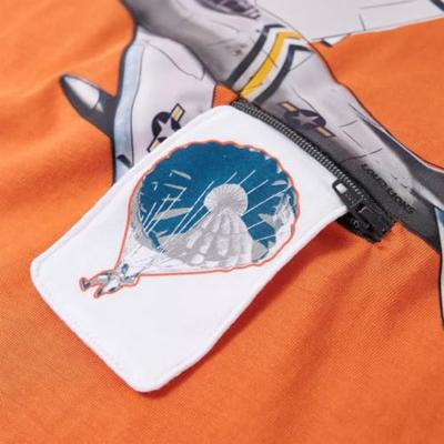 Kindershirt met lange mouwen vliegtuigprint 104 donkeroranje