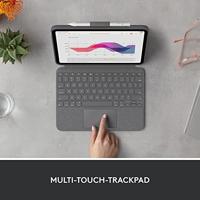 Logitech Combo Touch Detachable 10th Gen iPad Toetsenbordhoes met Groot Precisie-Trackpad, Toetsenbord met Achtergrondverlichting en Smart Connector - UK Engels QWERTY indeling-Layout - Grijs - thumbnail