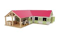Kids Globe globe paardenhoekstal met 3 boxen en berging roze 1:24 - thumbnail