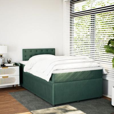 Boxspring met matras fluweel donkergroen 120x200 cm - thumbnail