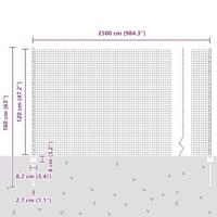 VidaXL Hek met paal grijs 1,2 x 25 m staal en pvc - thumbnail