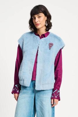 POM Amsterdam Gilet Fur | Misty Blue