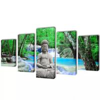 VidaXL Canvas muurdruk set buddha 200 x 100 cm - thumbnail