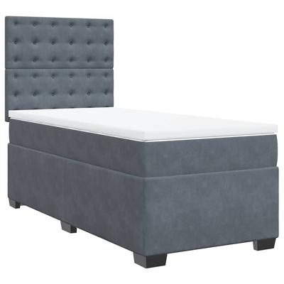 Boxspring met matras fluweel donkergrijs 120x200 cm - thumbnail