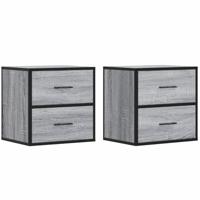 Nachtkastjes 2st wandgemonteerd 40x31x39,5cm grijs sonoma eiken - thumbnail