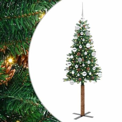 VidaXL Slanke kerstboom groen 150 cm pvc en massief dennenhout