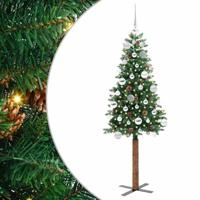 VidaXL Slanke kerstboom groen 150 cm pvc en massief dennenhout - thumbnail