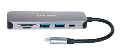 D-Link DUB-2325 5-in-1 USB-C hub met 2 USB 3.0-poorten (USB-C poort, SD/microSD-kaartlezer voor pc, MacBook Pro, MacBook Air, iPad Pro, Chromebook, Surface Pro enz.)