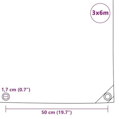 VidaXL Dekzeil 650 g/m² 3x6 m grijs