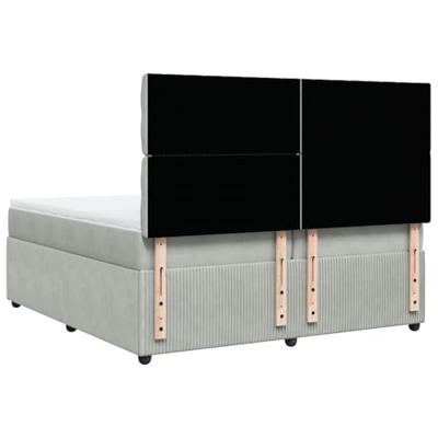 Boxspring met matras fluweel lichtgrijs 200x200 cm