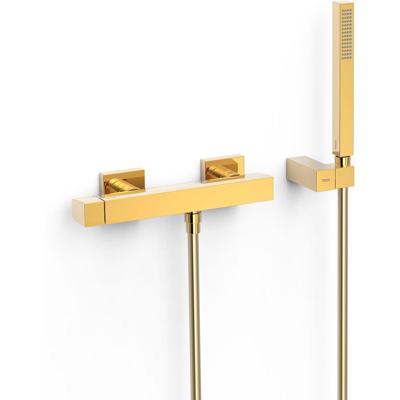 Douchekraan Tres Slim | Opbouw | Mengkraan | 1-weg | hoh 15 cm | 1-knop | Vierkant | 24k Goud glans