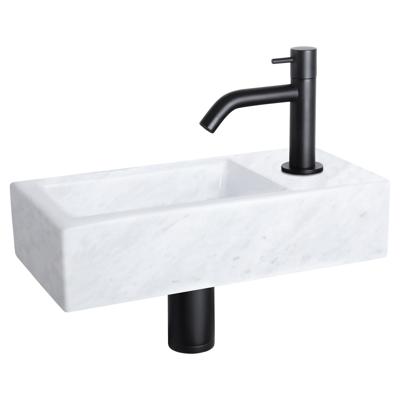 Fonteinset Differnz Helios 37.5x18.5x9.5 cm Marmer Wit Met Gebogen Kraan Mat Zwart Differnz