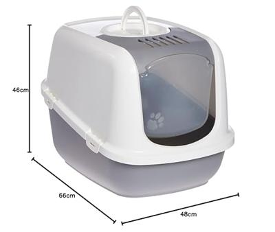SAVIC Nestor Jumbo Wit-Grijs - gesloten kattenbak - 66,5x48,5x46,5 cm - 1 st.