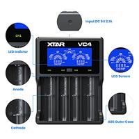 XTAR Men's VC4 4 USB-oplader, zwart - thumbnail