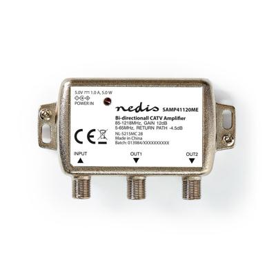 Nedis samp41120me catv versterker max. 9 db versterking 85 - 1218 mhz 2 uitgangen retourkanaal -4,5 db 5 - 65 mhz f