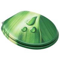 VidaXL Toiletbril met deksel waterdruppel mdf groen - thumbnail