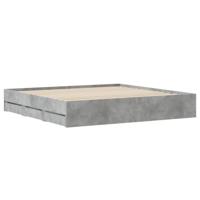 Bedframe met lades bewerkt hout betongrijs 160x200 cm - thumbnail