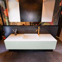 Badkamermeubelset Mondiaz Erin 150 cm met 1 Lade met RIDGE Wastafel Midden Talc met 1 kraangat Greeploos Mat Greey - thumbnail