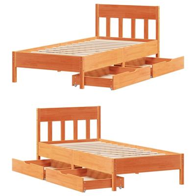 Bedframe zonder matras massief grenenhout wasbruin 120x200 cm