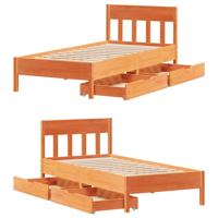 Bedframe zonder matras massief grenenhout wasbruin 120x200 cm - thumbnail