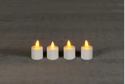 Anna&apos;s Collection LED theelicht oplaadbaar flame effect uitbreidingsset 5cm wit 4 stuks