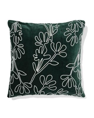HEMA Kussenhoes 50x50cm velours bloem groen (groen)