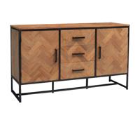 Livingfurn Dressoir 'Accent' Visgraat Teak en staal, 145cm - thumbnail
