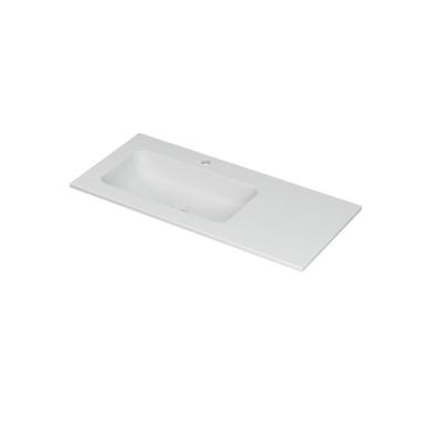 INK Aspekt Wastafel Porselein Links met 1 Kraangat - 1000x450x15 mm - Mat Wit