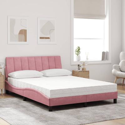 Bed met matras fluweel roze 120x200 cm - thumbnail