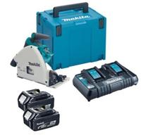 Makita DSP600PT2J Accu invalzaag LXT 2x18V | 2x5.0Ah accu's en duolader - thumbnail