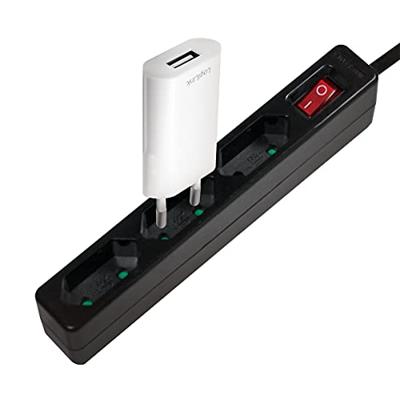 LogiLink LPS230B Stekkerdoos met schakelaar 3-voudig Zwart Contourstekker 1 stuk(s)