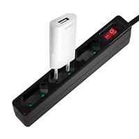 LogiLink LPS230B Stekkerdoos met schakelaar 3-voudig Zwart Contourstekker 1 stuk(s) - thumbnail
