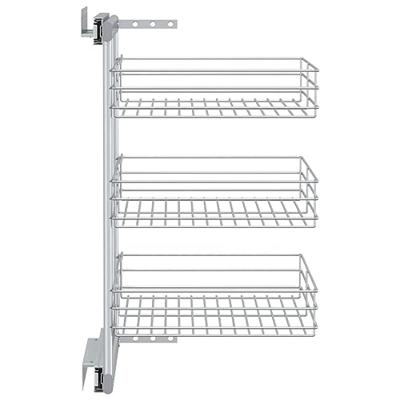 VidaXL Draadmand keuken uittrekbaar 3-laags 47x35x56 cm zilverkleurig