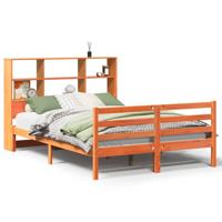 Bed met boekenkast zonder matras hout wasbruin 135x190 cm - thumbnail